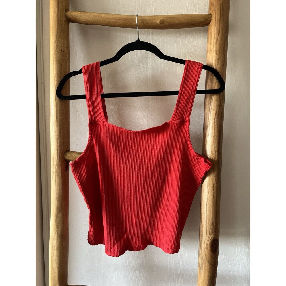 Adore Me Red Ribbed Knit Square Neck Cami Tank Top Stretch – Size 2X